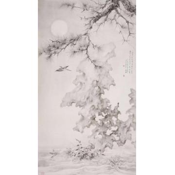 黄梦洁国画花鸟松月归禽字画之家
