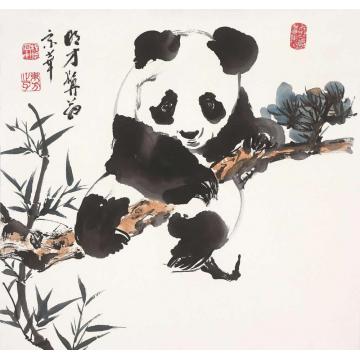 杨铭仪国画动物登高望远字画之家