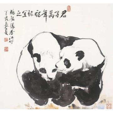 杨铭仪国画动物君子万年 福禄宜之字画之家