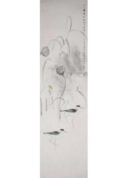 刘英国画花鸟荷花条屏之月影字画之家