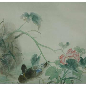 刘英国画花鸟秋水芙蓉字画之家