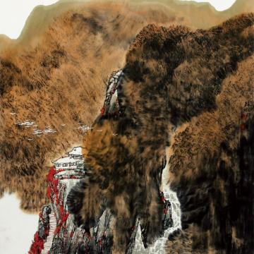 林琳国画山水千山无尽染秋红字画之家