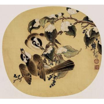 沈玮国画花鸟雪景寒禽图字画之家