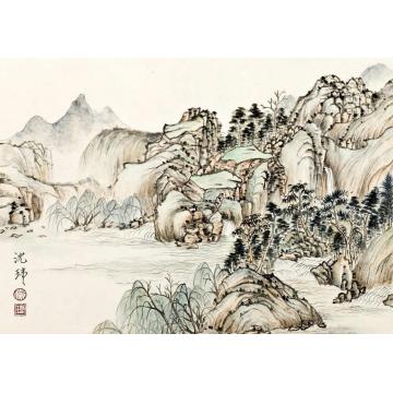 沈玮国画花鸟仿古山水册页十开字画之家