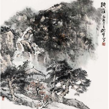 耿明国画山水听泉字画之家