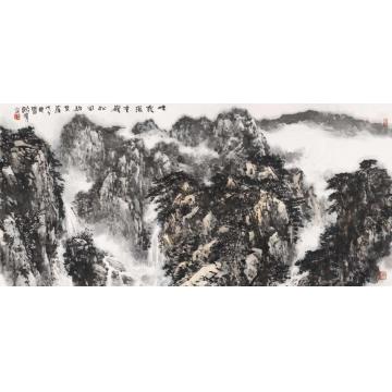 耿明国画山水烟霞荡重岭 松风骀紫崖字画之家