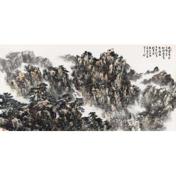 耿明国画山水丹崖夹石千峰秀字画之家