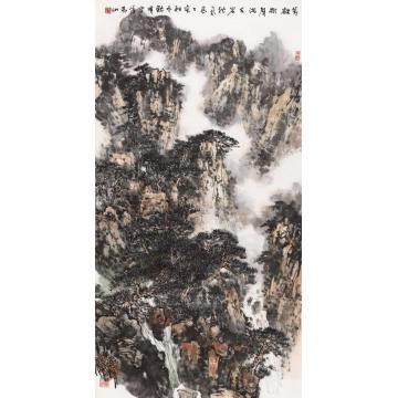 耿明国画山水万壑松声满 千岩秋气高字画之家