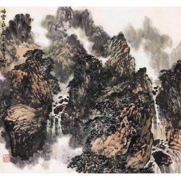 耿明国画山水峰云氤氲图字画之家