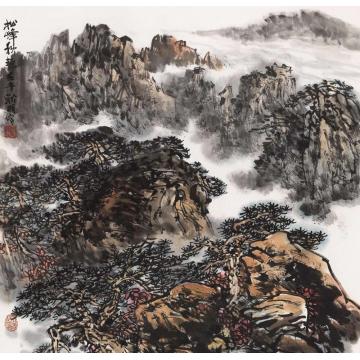 耿明国画山水松峰秋艳字画之家