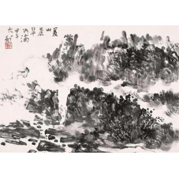 程大利国画山水夏山苍翠如滴字画之家