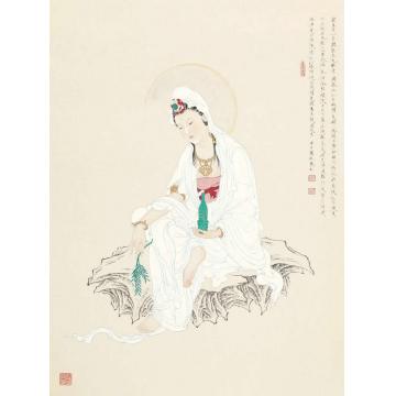李巍松国画人物白衣观世音菩萨字画之家