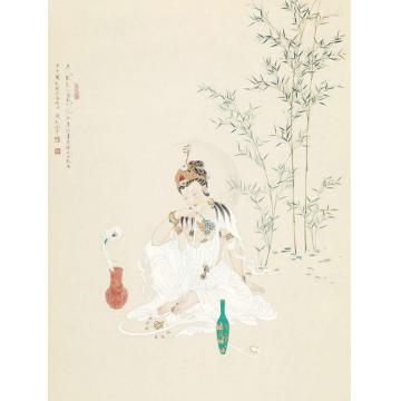 李巍松国画人物竹阴大士字画之家