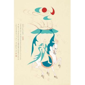 李巍松国画人物莫高窟驭马文殊图字画之家