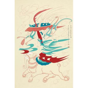李巍松国画人物莫高窟驭象普贤图字画之家