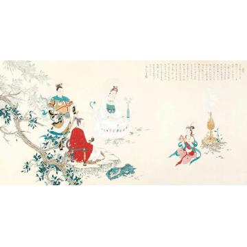 李巍松国画人物龙女礼佛图字画之家