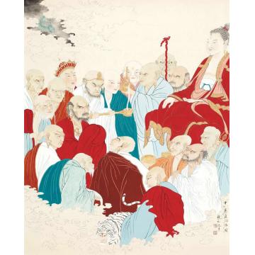 李巍松国画人物十八应真向佛图字画之家