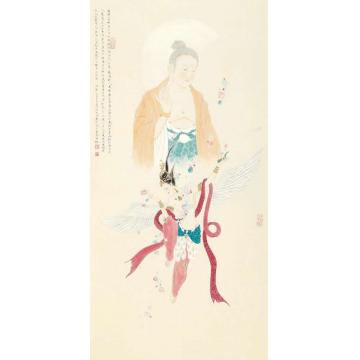 李巍松国画人物迦陵频伽奉佛图字画之家