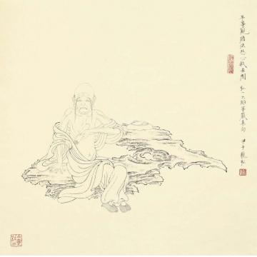 李巍松国画人物白描十八应真册页（四）字画之家