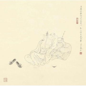 李巍松国画人物白描十八应真册页（六）字画之家