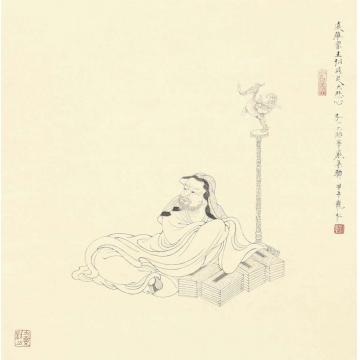 李巍松国画人物白描十八应真册页（九）字画之家