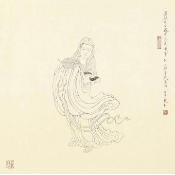 李巍松国画人物白描十八应真册页（十）字画之家