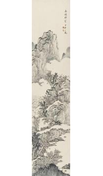 潘一见国画山水春晴野望字画之家