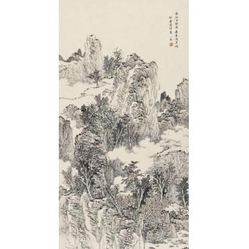 潘一见国画山水密林含馀清远峯隐半规字画之家