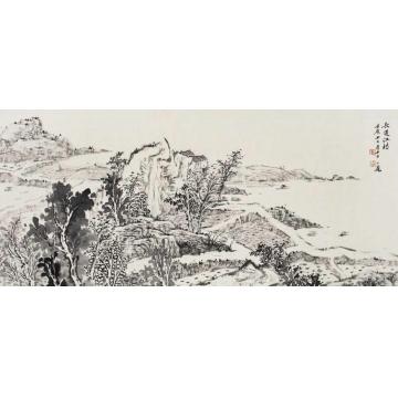 潘一见国画山水长夏江村字画之家
