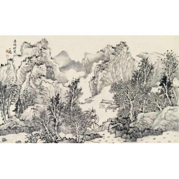潘一见国画山水春晴野望字画之家
