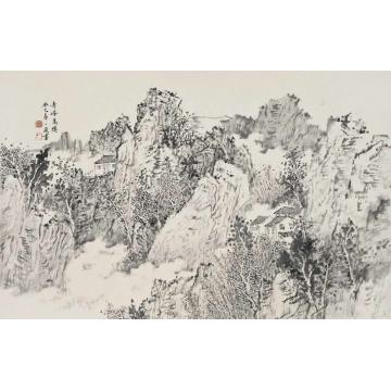 潘一见国画山水青峰高隐字画之家