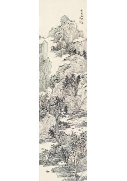潘一见国画山水春夏秋冬四条屏之四字画之家