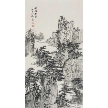 潘一见国画山水秋林松亭字画之家