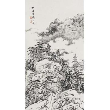 潘一见国画山水紫烟清隐字画之家