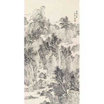 潘一见国画山水翠岭人家字画之家