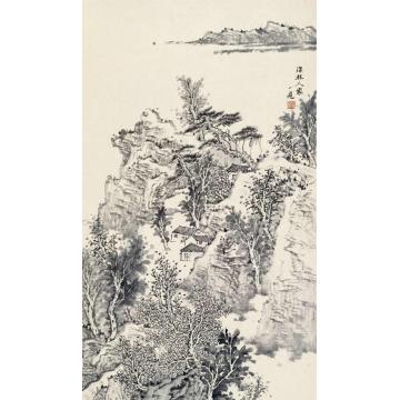 潘一见国画山水深林人家字画之家