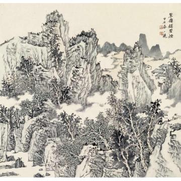 潘一见国画山水翠岭锁碧烟字画之家
