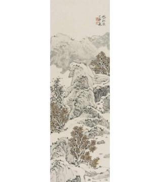 潘一见国画山水秋山红叶字画之家
