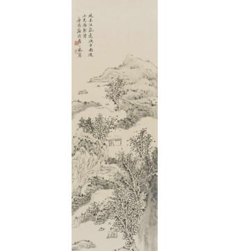 潘一见国画山水晓来江氣连城白，雨后山光字画之家