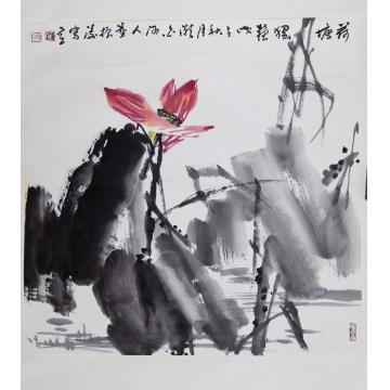 董振涛国画花鸟荷塘独艳字画之家