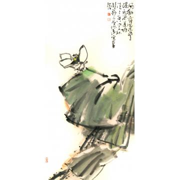 董振涛国画花鸟风翻露叶层层绿字画之家