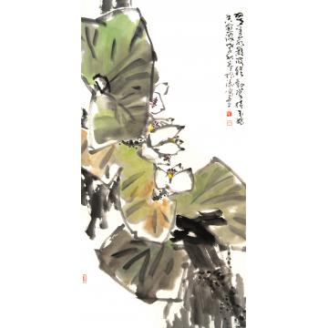 董振涛国画花鸟翠盖水影波犹动字画之家