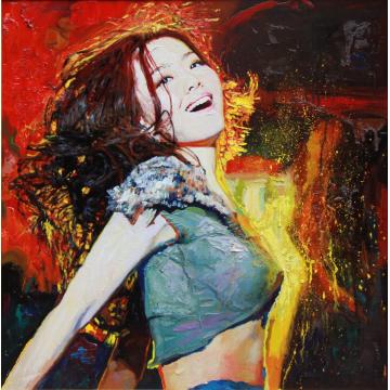 韩学军国画人物张靓颖80x80cm2001年字画之家