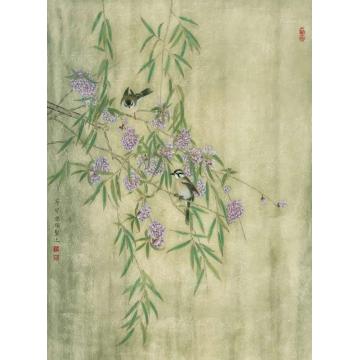 孙强国画花鸟喜上柳梢字画之家