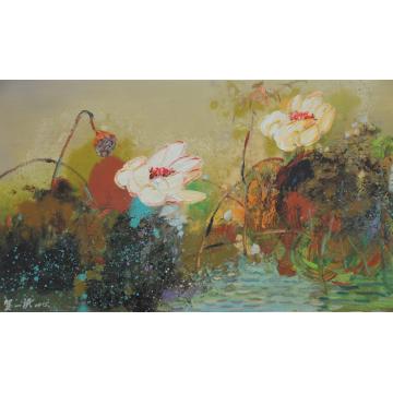 贺一珉油画花鸟荷境020字画之家