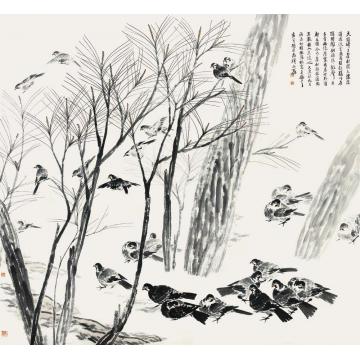 王和平国画花鸟松林集禽图字画之家