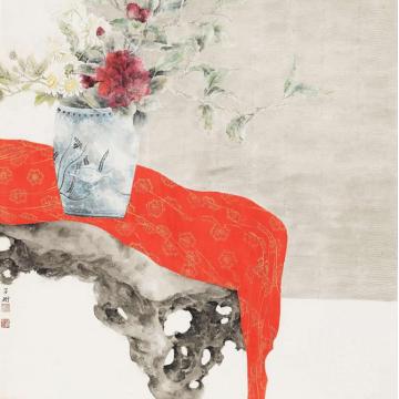 董津金国画花鸟又是窗纤春雨暗字画之家