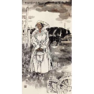 刘江国画人物飘香季节字画之家
