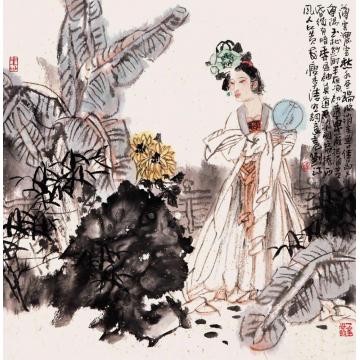 刘江国画人物李清照词意图字画之家