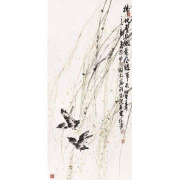 王福林国画花鸟拂地青丝嫩字画之家